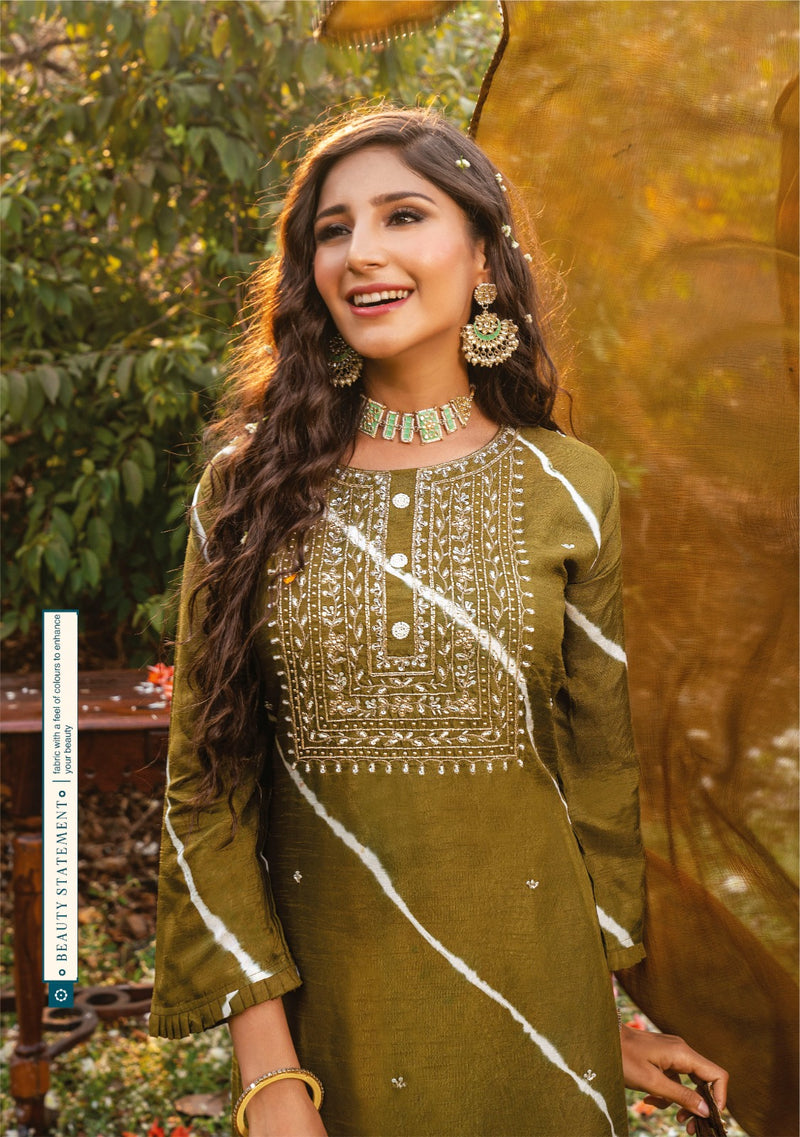 Anju Fabrics First Light Vol 2 Pure Viscose Dola Silk Partywear Kurti Collection