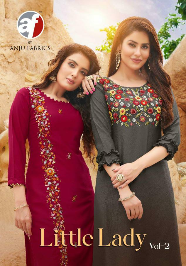 Anju Fabrics Little Vol 2 Bemberg Silk Fancy Designer kurti
