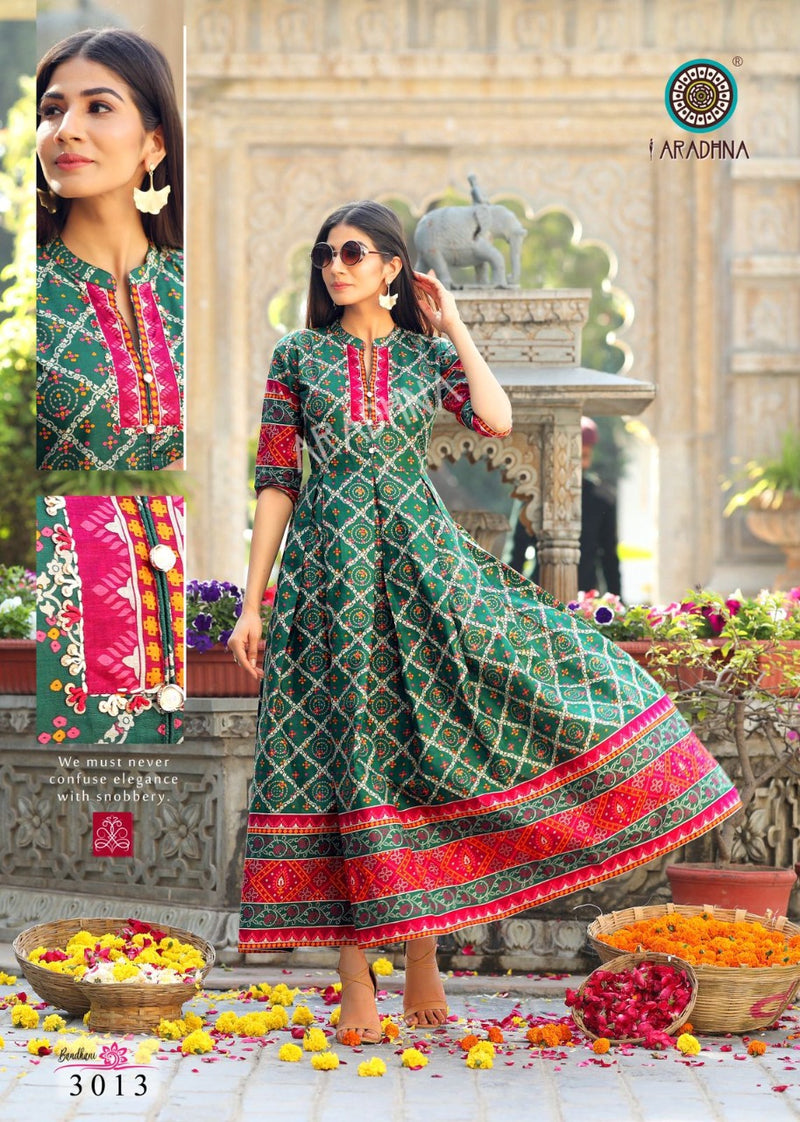 Aradhna Bandhani Vol 3 Pure Cotton With Work Casual Wear Kurti