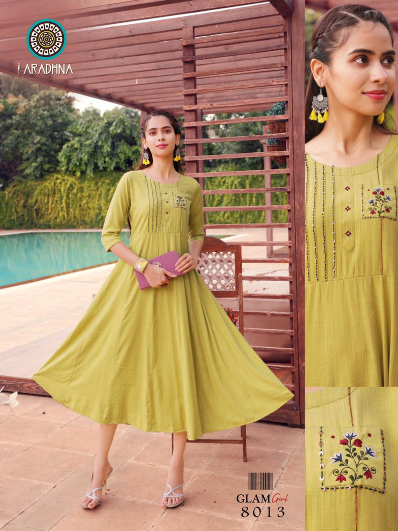 Aradhna Fashion Glam Girl Vol 8 Rayon Casual Wear Kurti Collection