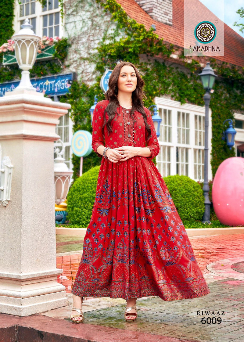 Aradhna Fashion Riwaaz Vol 6 Rayon Designer Fancy Wear Gown Collection