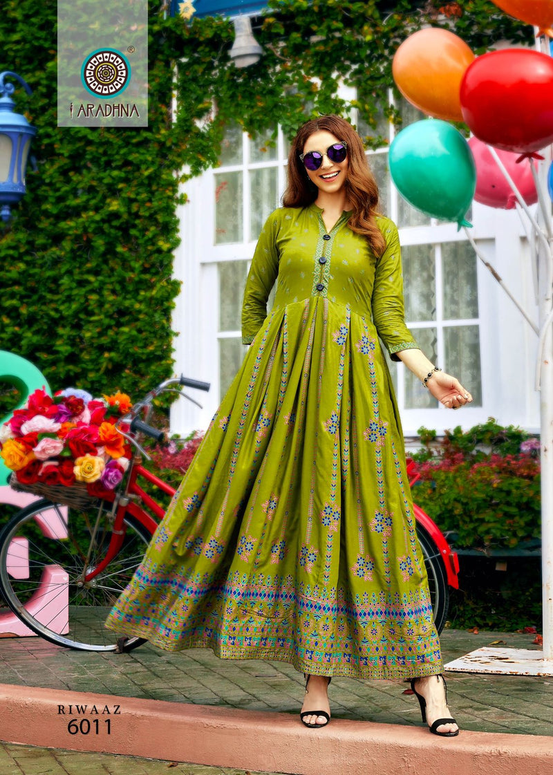 Aradhna Fashion Riwaaz Vol 6 Rayon Designer Fancy Wear Gown Collection