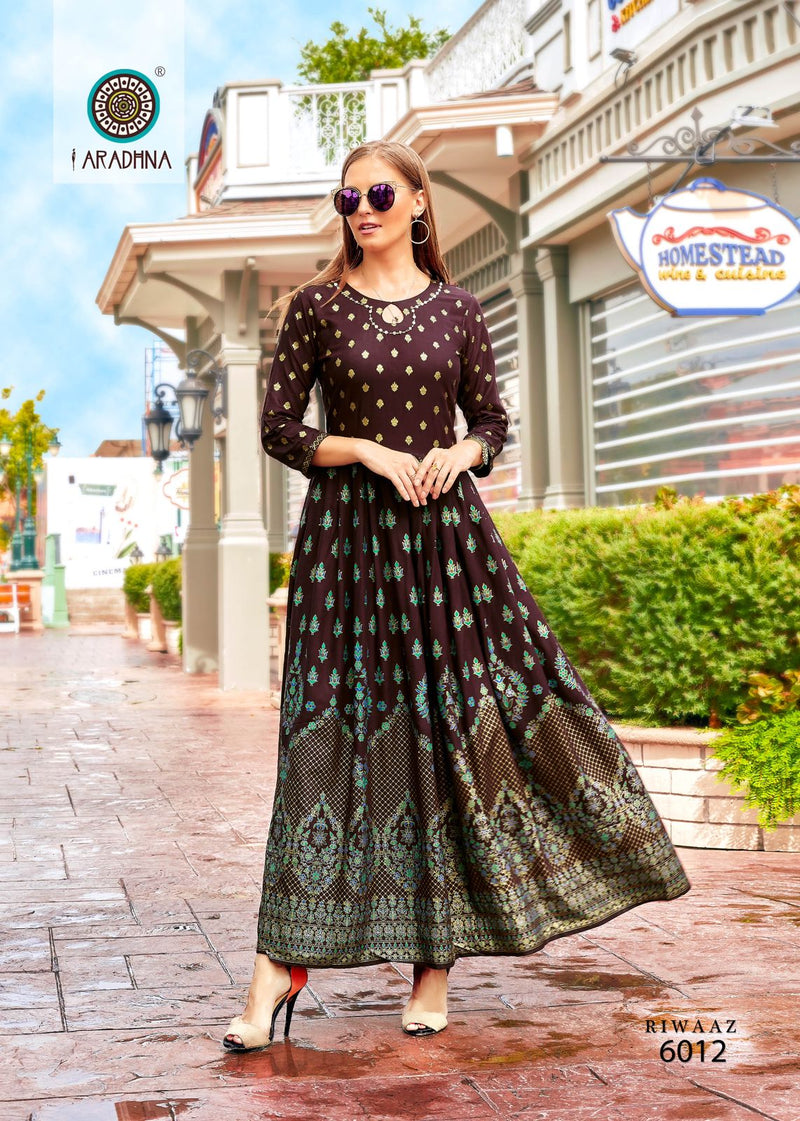 Aradhna Fashion Riwaaz Vol 6 Rayon Designer Fancy Wear Gown Collection
