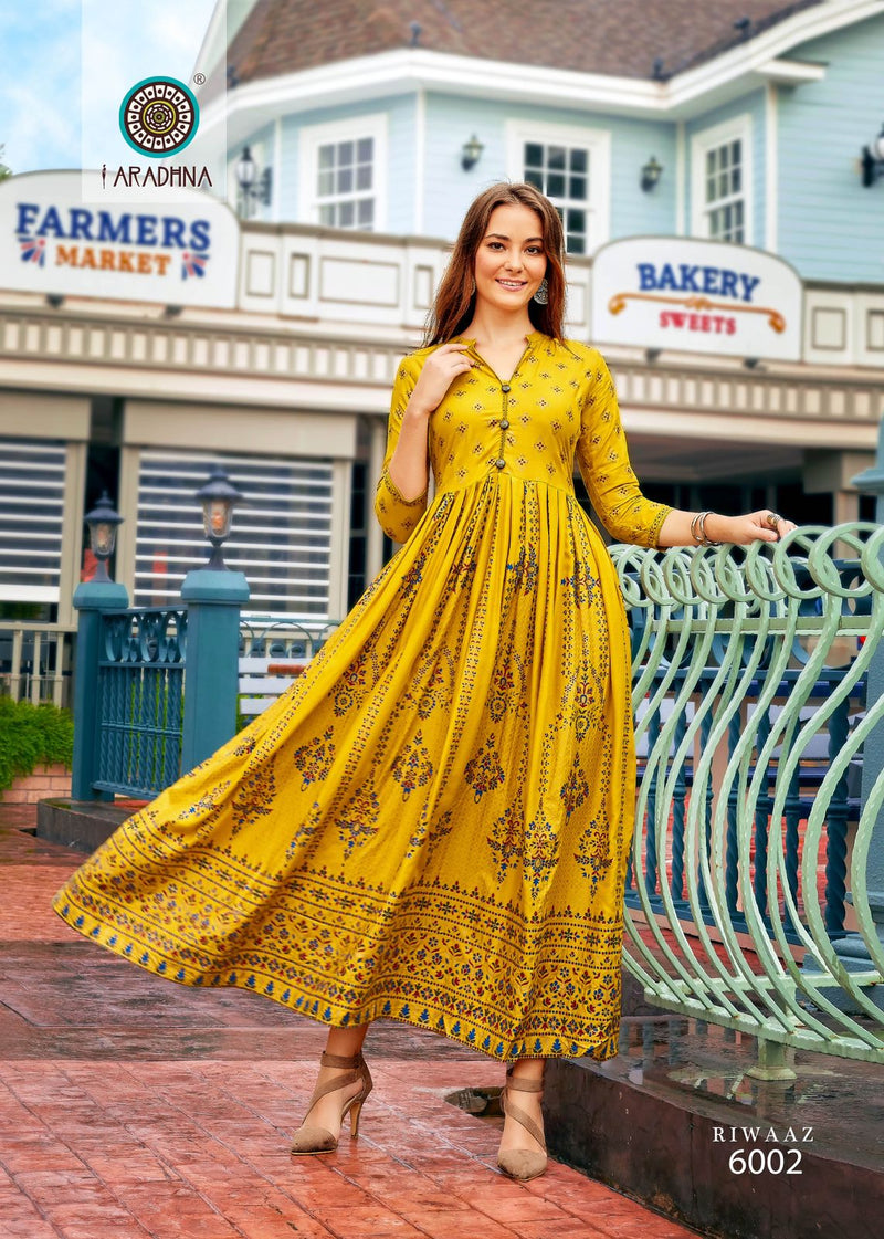 Aradhna Fashion Riwaaz Vol 6 Rayon Designer Fancy Wear Gown Collection