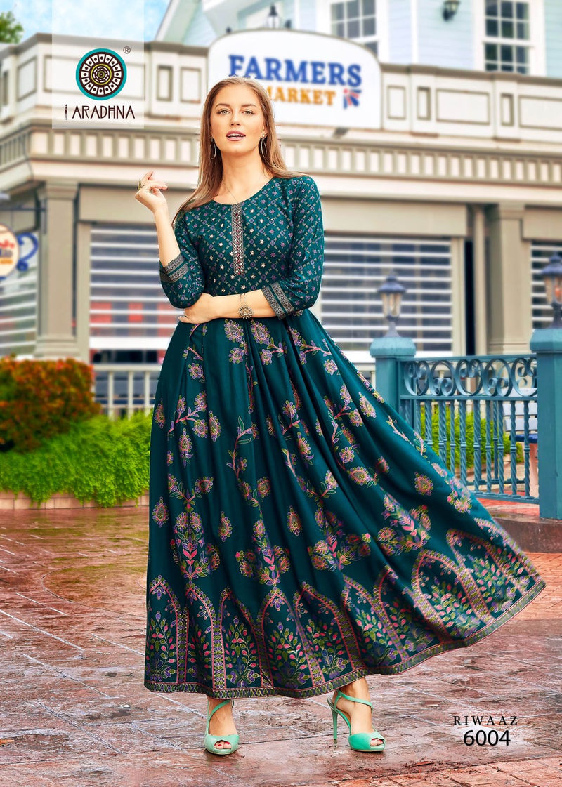 Aradhna Fashion Riwaaz Vol 6 Rayon Designer Fancy Wear Gown Collection