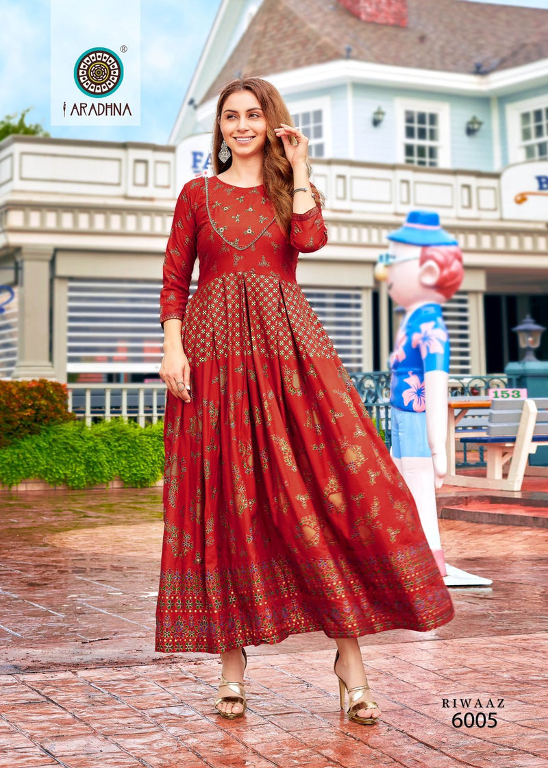 Aradhna Fashion Riwaaz Vol 6 Rayon Designer Fancy Wear Gown Collection
