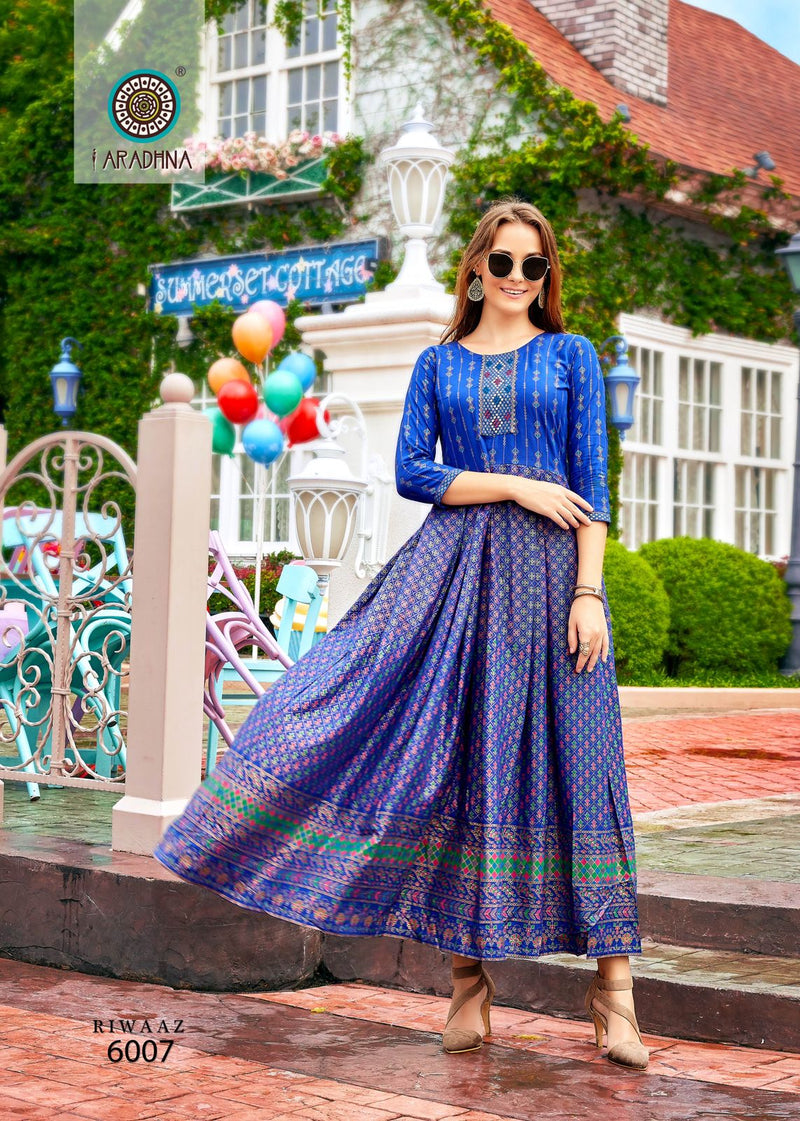 Aradhna Fashion Riwaaz Vol 6 Rayon Designer Fancy Wear Gown Collection