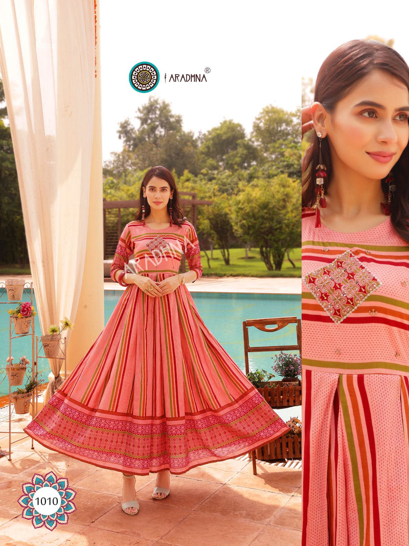 Aradhna Fashion Stripy Vol 1 Cotton  Fancy Kurti