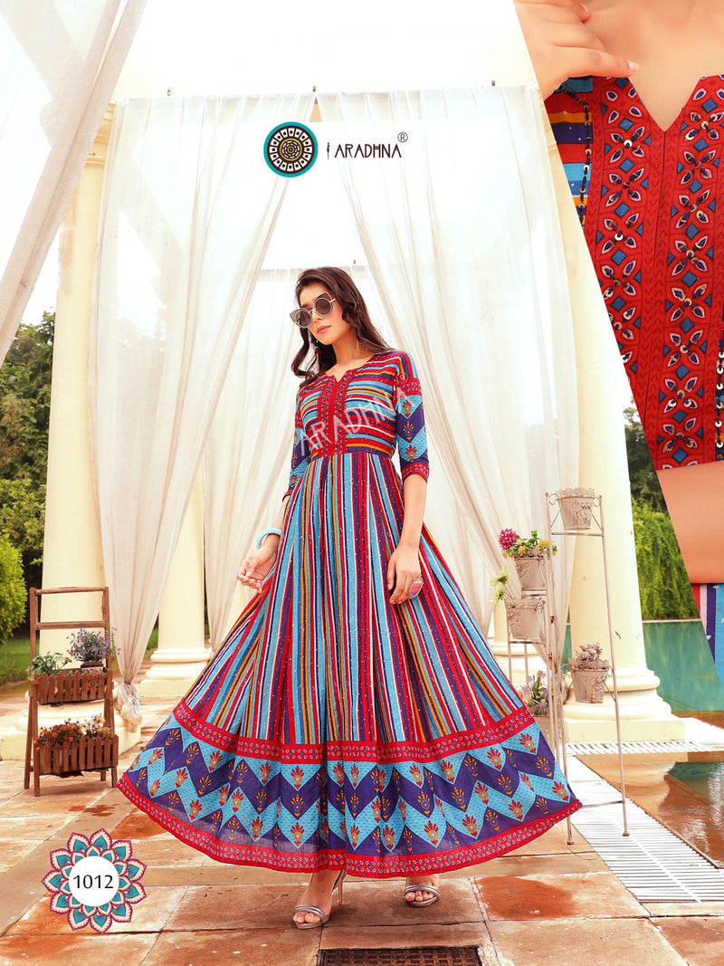 Aradhna Fashion Stripy Vol 1 Cotton  Fancy Kurti