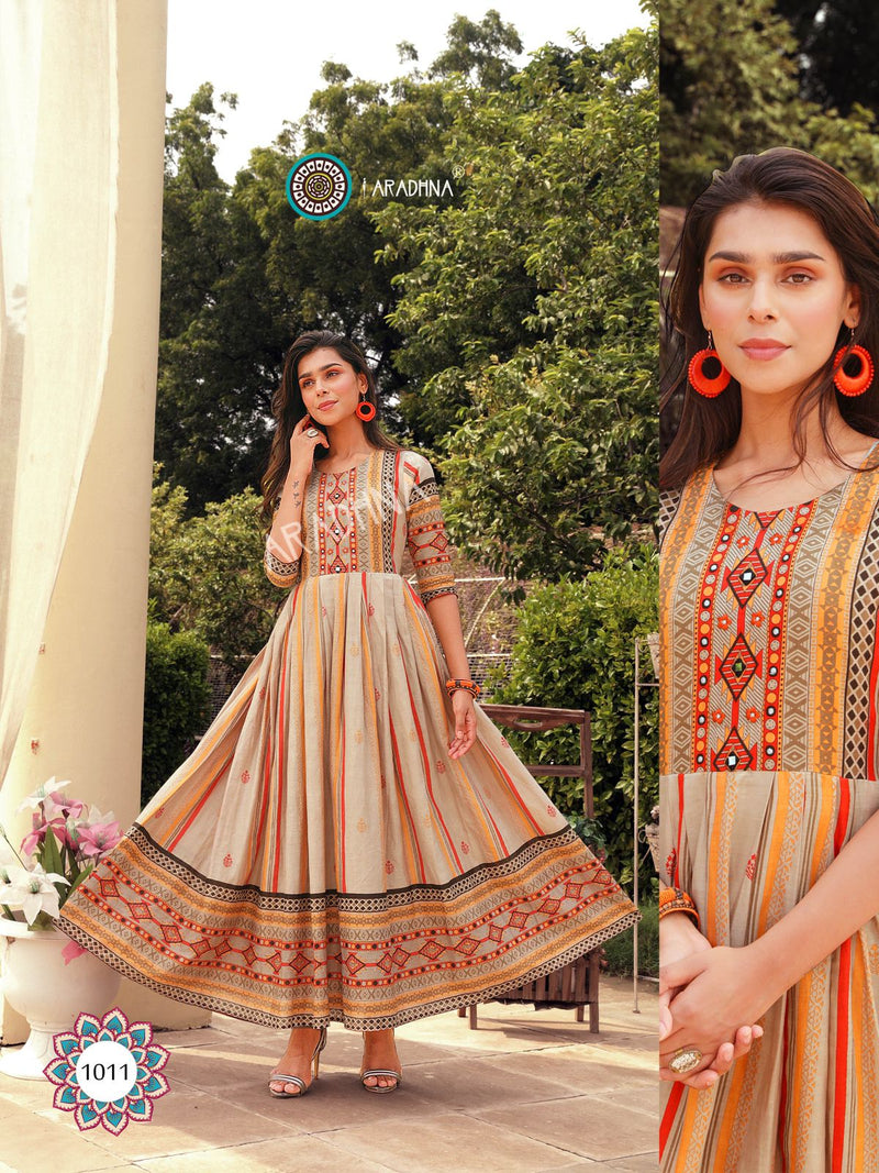 Aradhna Fashion Stripy Vol 1 Cotton  Fancy Kurti