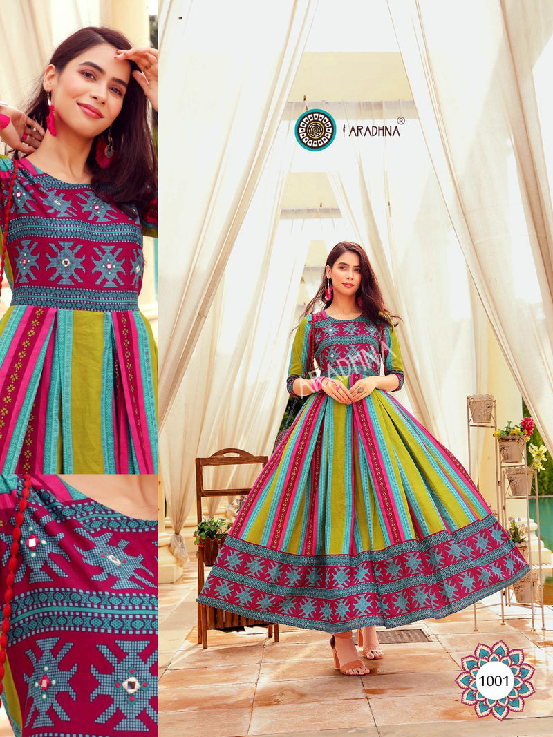 Aradhna Fashion Stripy Vol 1 Cotton  Fancy Kurti