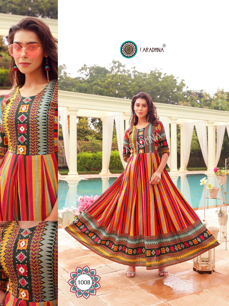 Aradhna Fashion Stripy Vol 1 Cotton  Fancy Kurti