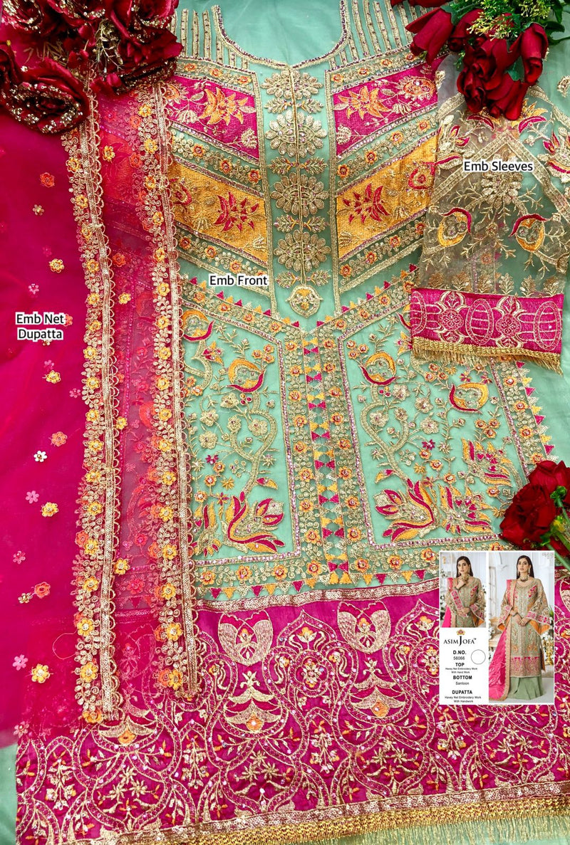 Asim Jofa Dno 56066 Heavy Net Embroidered Heavy Handwork Pakistani Suit