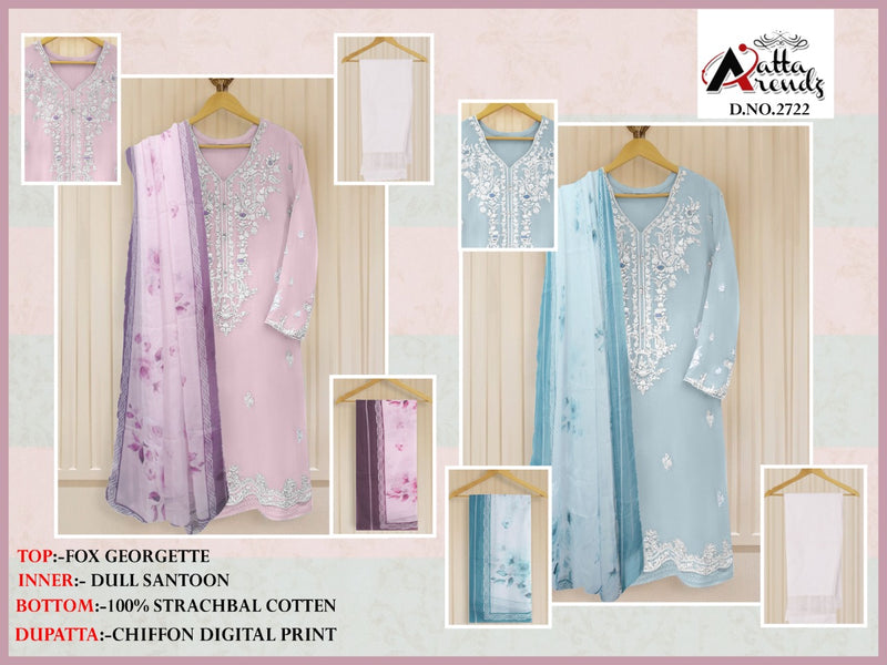 Atta Trendz Dno 2722 Pure Georgette Readymade Pakistani Pret Kurti