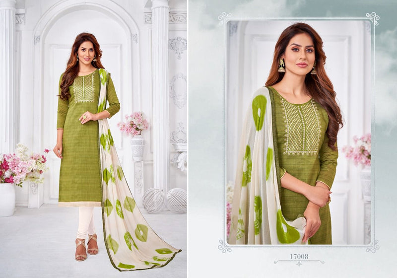Autograph Vol 17 Jharna Slub With Neck Work Regular Wear Fancy Salwar Kameez With Dupatta