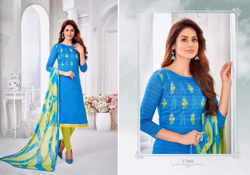 Autograph Vol 17 Jharna Slub With Neck Work Regular Wear Fancy Salwar Kameez With Dupatta