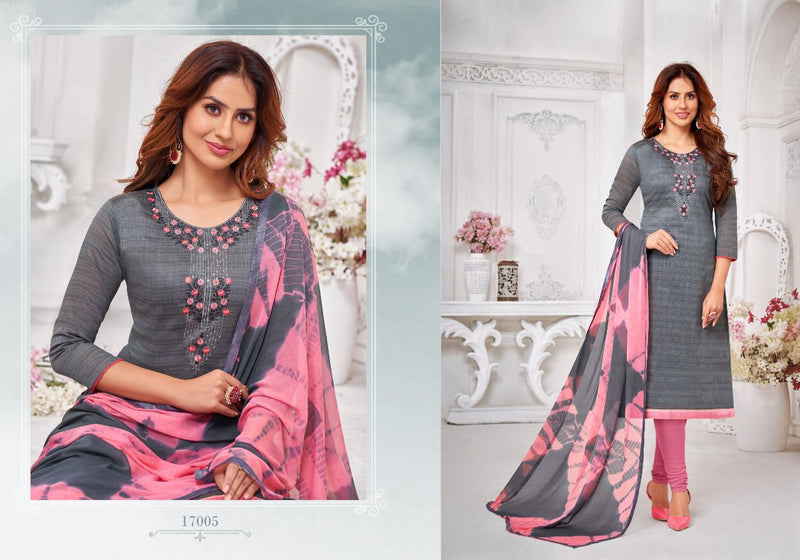 Autograph Vol 17 Jharna Slub With Neck Work Regular Wear Fancy Salwar Kameez With Dupatta