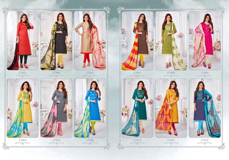 Autograph Vol 17 Jharna Slub With Neck Work Regular Wear Fancy Salwar Kameez With Dupatta