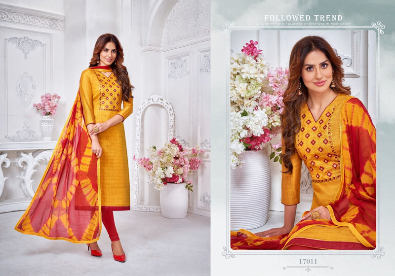 Autograph Vol 17 Jharna Slub With Neck Work Regular Wear Fancy Salwar Kameez With Dupatta