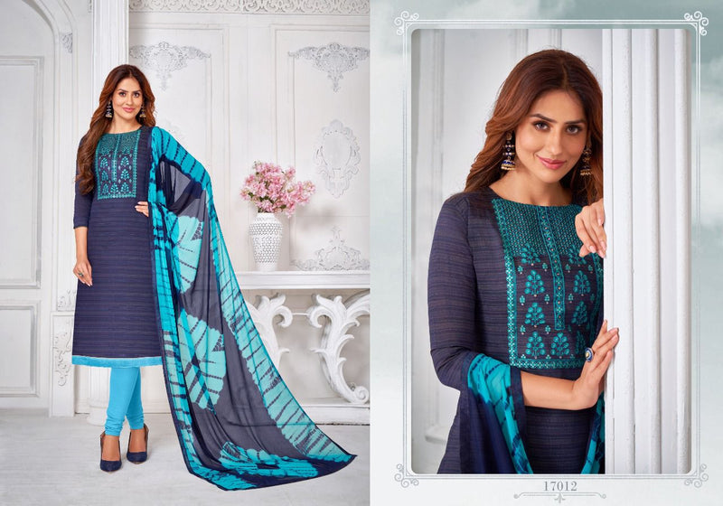 Autograph Vol 17 Jharna Slub With Neck Work Regular Wear Fancy Salwar Kameez With Dupatta