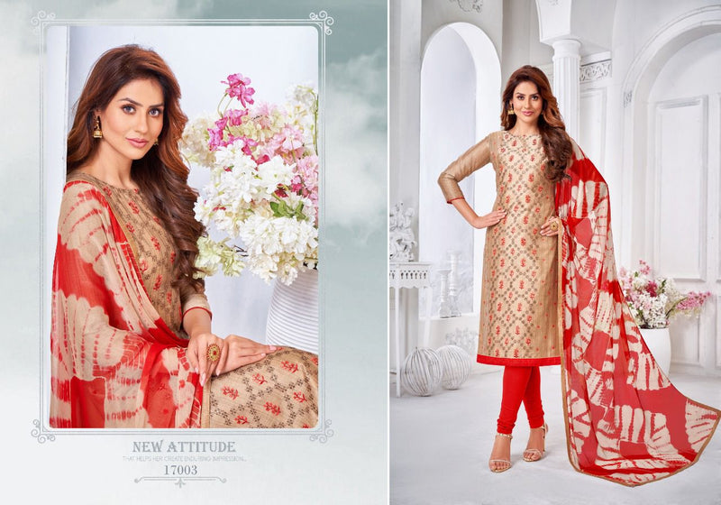 Autograph Vol 17 Jharna Slub With Neck Work Regular Wear Fancy Salwar Kameez With Dupatta