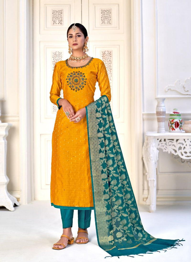 Nitya Banarasi Collection Chanderi Silk With Embroidery Designer Party Wear Salwar Suits