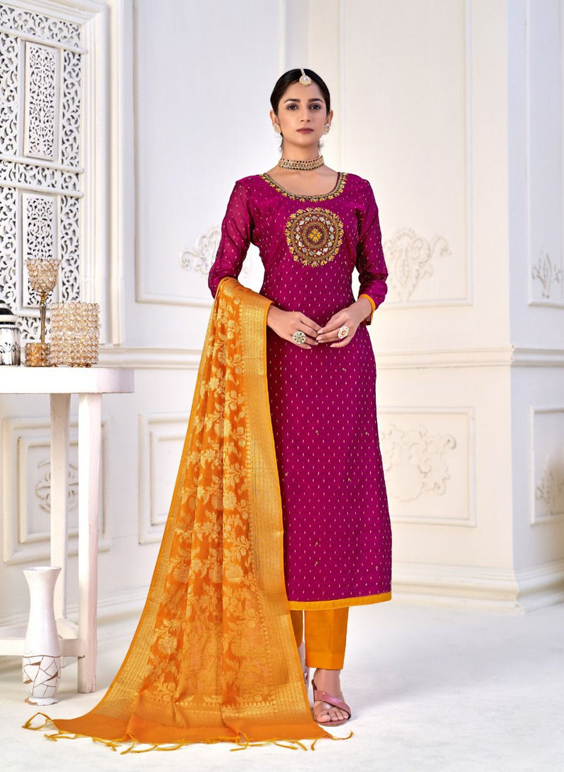 Nitya Banarasi Collection Chanderi Silk With Embroidery Designer Party Wear Salwar Suits