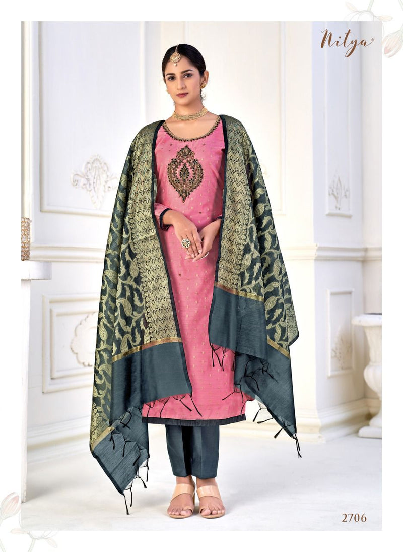 Nitya Banarasi Collection Chanderi Silk With Embroidery Designer Party Wear Salwar Suits