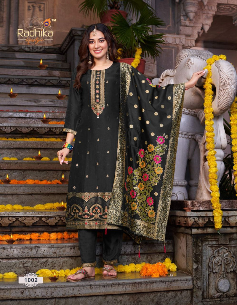 Radhika Banarasi Vol 1 Dola Silk With Beautiful Fancy Work Stylish Designer Festive Wear Kurti