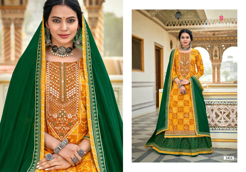 Rangoon Bandhan Rayon Party Wear Combo Sets Of Kurtis With Bandhej Print & Mirror Work Embroidery