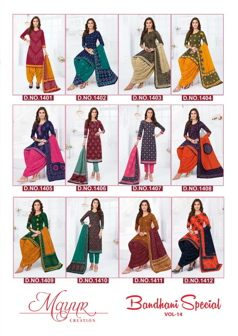 Mayur Creation Bandhani Special Vol 14 Cotton Printed Festive Wear Salwar Suits