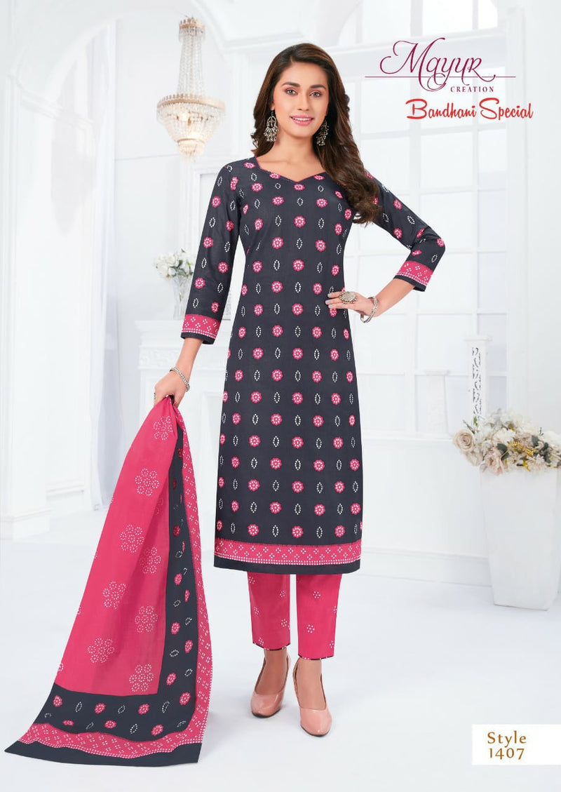 Mayur Creation Bandhani Special Vol 14 Cotton Printed Festive Wear Salwar Suits