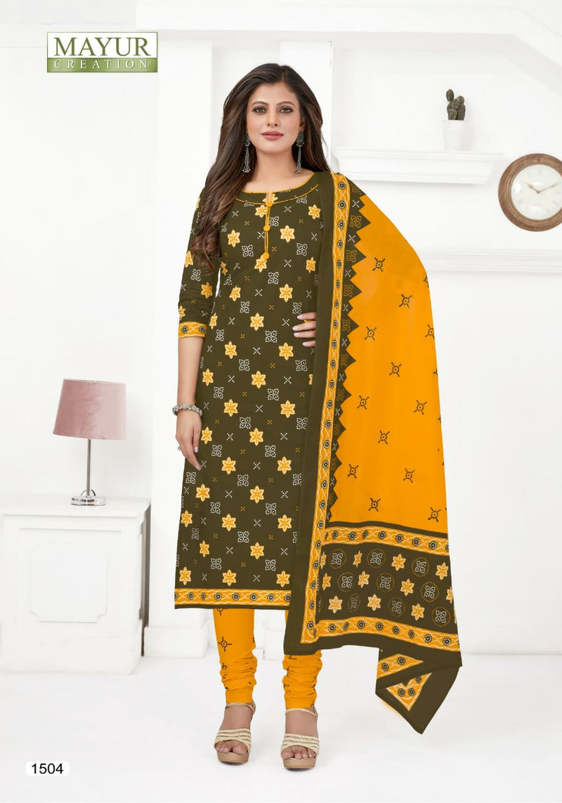 Mayur Creation Bandhani Special Vol 15 Pure Cotton Stylish Designer Casual Look Salwar Suit