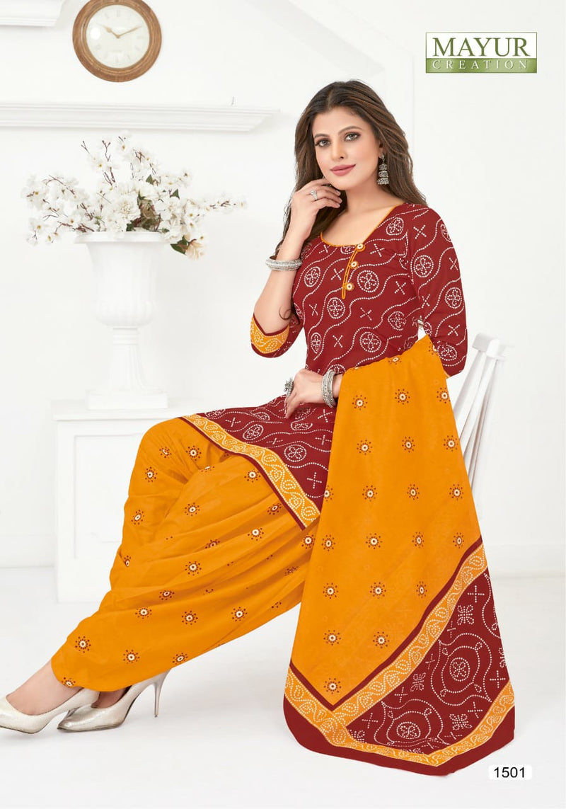 Mayur Creation Bandhani Special Vol 15 Pure Cotton Stylish Designer Casual Look Salwar Suit