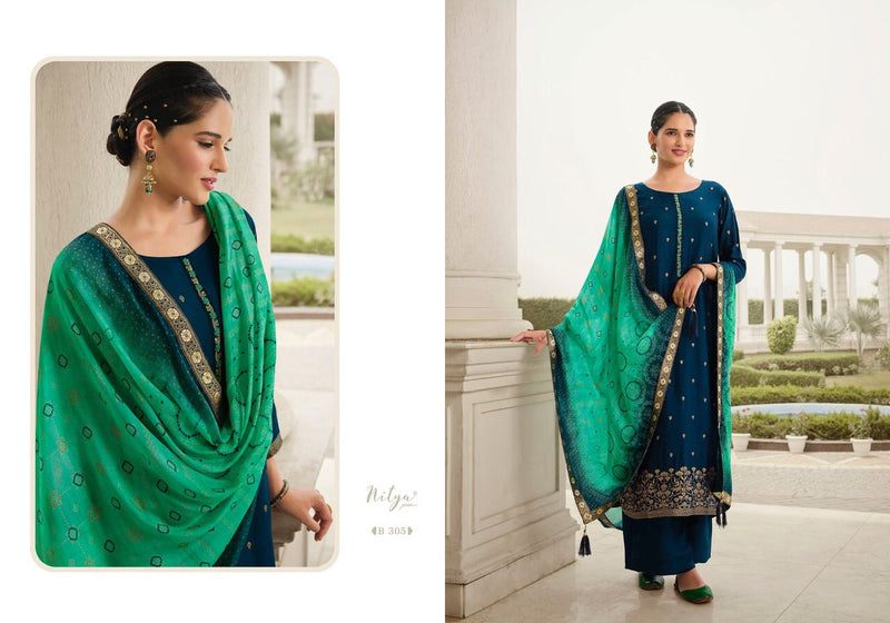 Lt Nitya Bandhni Vol 3 Dola Jacquard With Heavy Embroidery Work Stylish Designer Festive Wear Fancy Salwar Suit