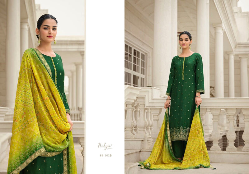 Lt Nitya Bandhni Vol 3 Dola Jacquard With Heavy Embroidery Work Stylish Designer Festive Wear Fancy Salwar Suit