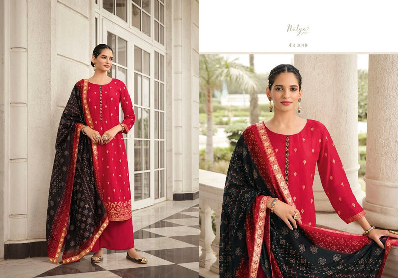 Lt Nitya Bandhni Vol 3 Dola Jacquard With Heavy Embroidery Work Stylish Designer Festive Wear Fancy Salwar Suit