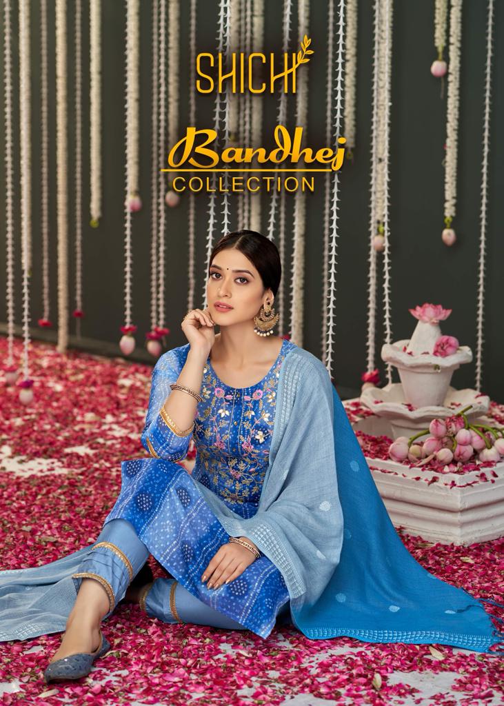 Shichi Bandhej Chiffon with Heavy Embroidery Work Stylish Designer Party Wear Casual Look Kurti