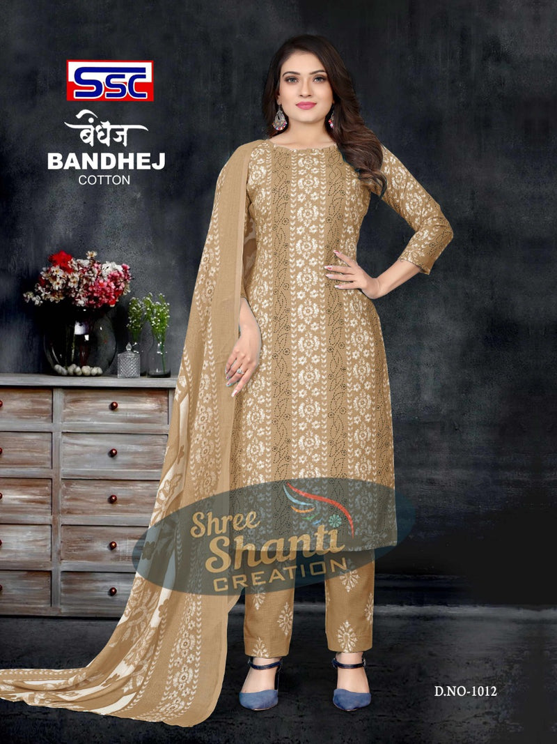 SSC Creation Bandhej Pure Cotton With Beautiful Work Stylish Designer Festive Wear Fancy Salwar Kameez
