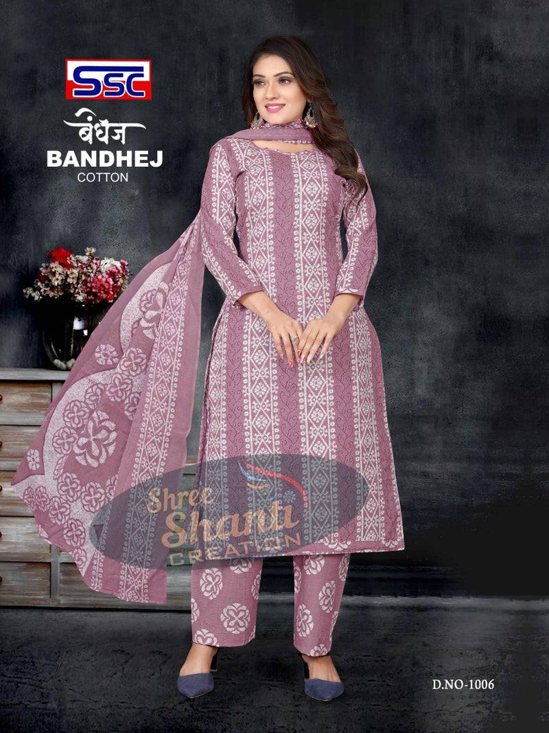 SSC Creation Bandhej Pure Cotton With Beautiful Work Stylish Designer Festive Wear Fancy Salwar Kameez