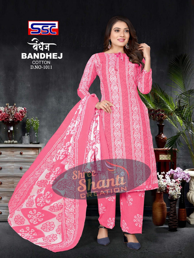SSC Creation Bandhej Pure Cotton With Beautiful Work Stylish Designer Festive Wear Fancy Salwar Kameez