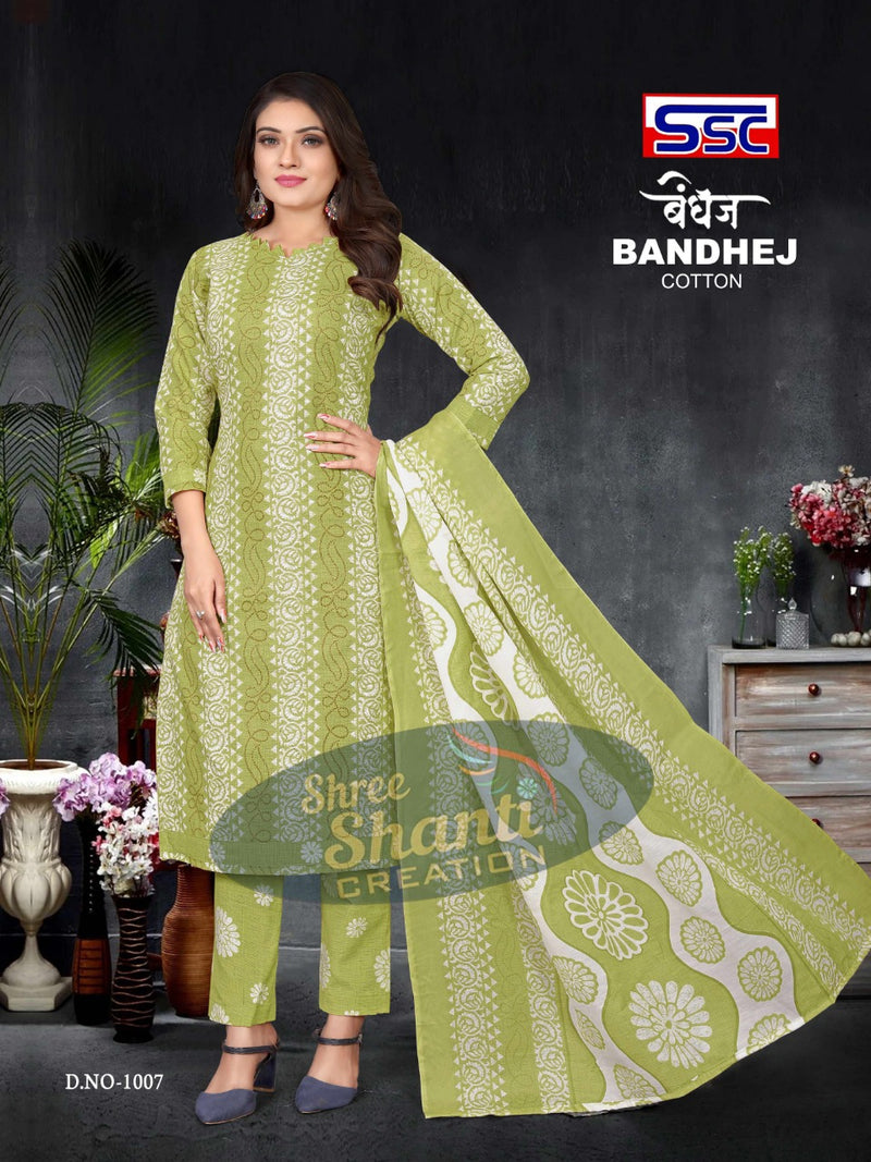SSC Creation Bandhej Pure Cotton With Beautiful Work Stylish Designer Festive Wear Fancy Salwar Kameez