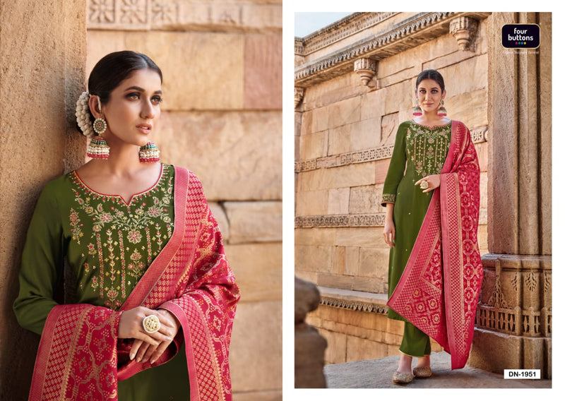 Four Buttons Dno 1951 To 1956 Viscose Silk Fancy Festive Wear Stylish Designer Party Wear Kurti
