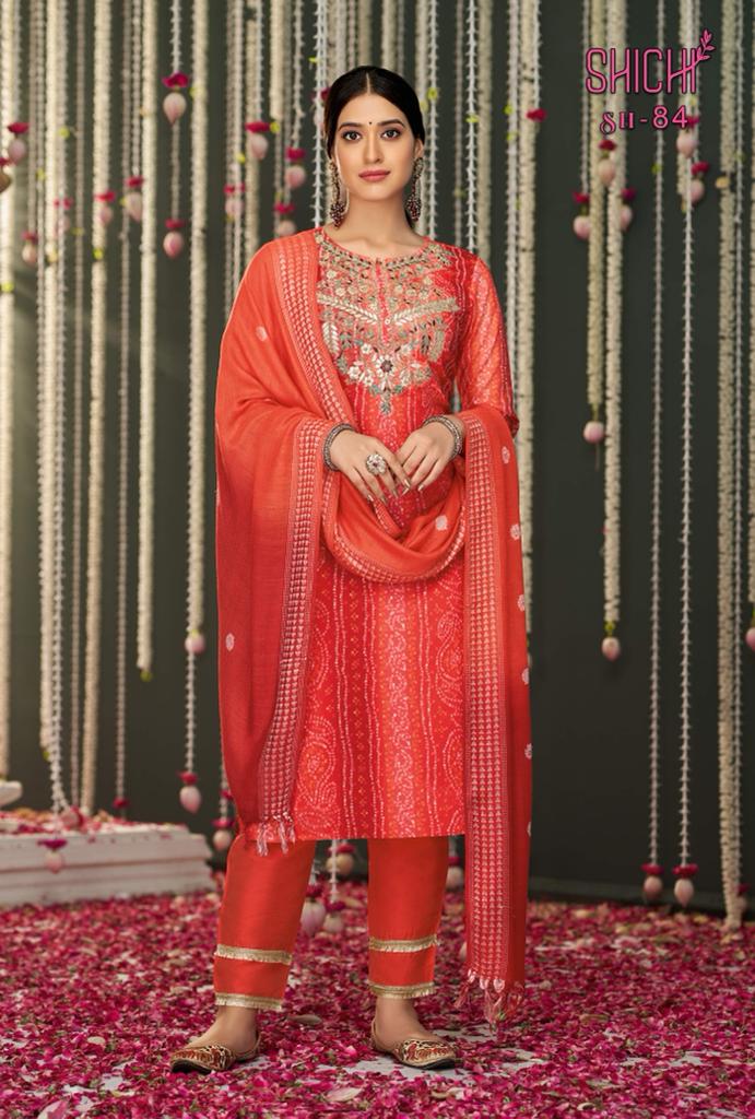Shichi Bandhej Chiffon with Heavy Embroidery Work Stylish Designer Party Wear Casual Look Kurti