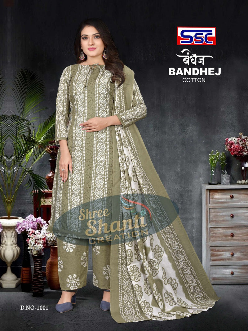 SSC Creation Bandhej Pure Cotton With Beautiful Work Stylish Designer Festive Wear Fancy Salwar Kameez