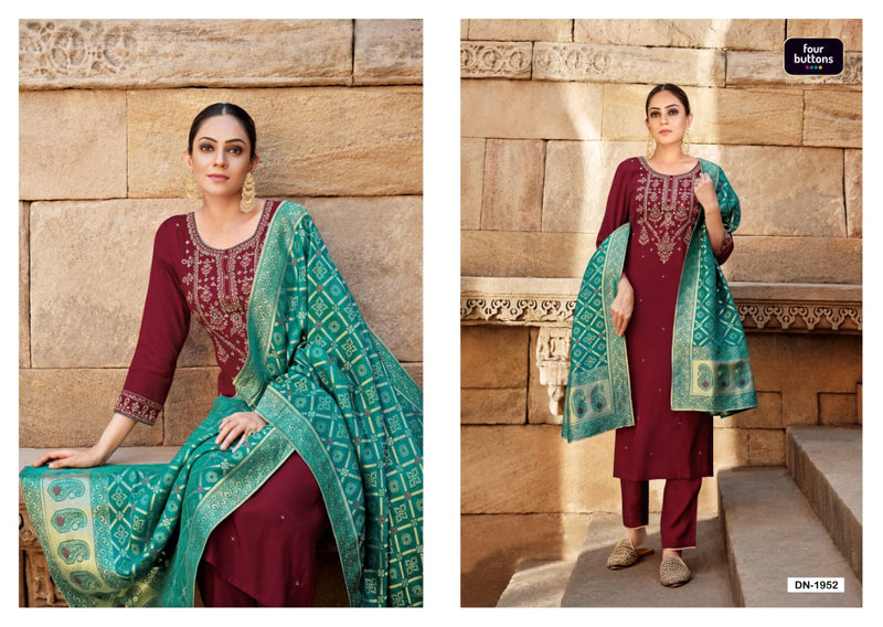 Four Buttons Dno 1951 To 1956 Viscose Silk Fancy Festive Wear Stylish Designer Party Wear Kurti