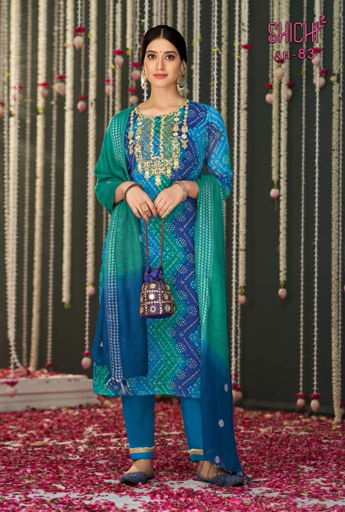 Shichi Bandhej Chiffon with Heavy Embroidery Work Stylish Designer Party Wear Casual Look Kurti