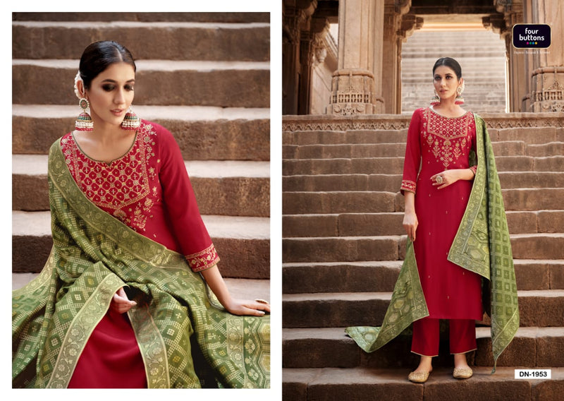 Four Buttons Dno 1951 To 1956 Viscose Silk Fancy Festive Wear Stylish Designer Party Wear Kurti