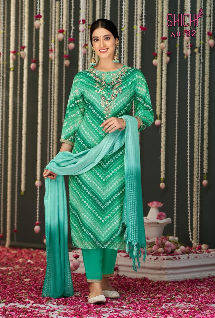 Shichi Bandhej Chiffon with Heavy Embroidery Work Stylish Designer Party Wear Casual Look Kurti