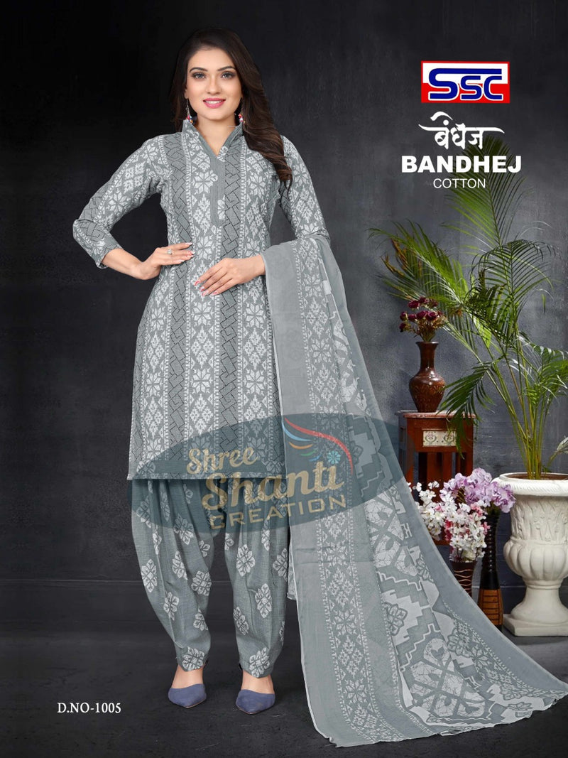 SSC Creation Bandhej Pure Cotton With Beautiful Work Stylish Designer Festive Wear Fancy Salwar Kameez